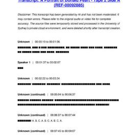 A Portrait of Donald Peart - Tape 2 Side A - Transcript