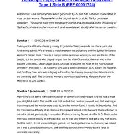 Pope, Elizabeth Carington Interview - Tape 1 Side B - Transcript