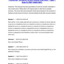 Williams, Bruce Rodda Interview - Tape 1 Side B - Transcript