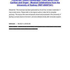 Rustic Landscape, Track Seven from Carillon and Organ - Musical Celebrations from the University of Sydney - Transcript