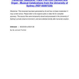 Badinerie, Track Five from Carillon and Organ - Musical Celebrations from the University of Sydney - Transcript