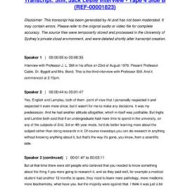 Still, Jack Leslie Interview - Tape 4 Side B - Transcript