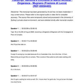 Bardone e Linchietto di Marco Nicolosi - Zingaresca  - Mugnano (Frazione di Lucca) - Transcript