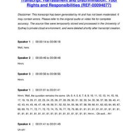 Harrassment and Discrimination: Your Rights and Responsibilities - Transcript