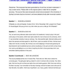 Delandro, Mona Interview - Tape 1 Side A - Transcript