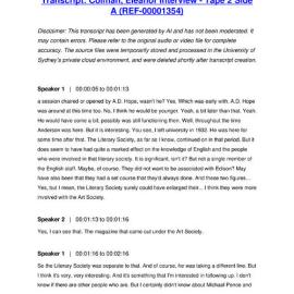 Colman, Eleanor Interview - Tape 2 Side A - Transcript