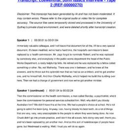 Loewenthal, John Isaacs Interview - Tape 2 - Transcript