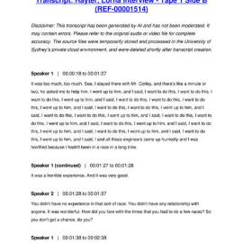 Hayter, Lorna Interview - Tape 1 Side B - Transcript