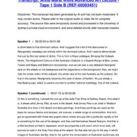 Anne Marie Willis Advanced Art Lecture - Tape 1 Side B - Transcript