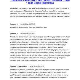 Evans, JW (Faith Rachel) Interview - Tape 1 Side B - Transcript