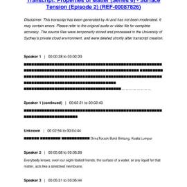 Properties of Matter (Series 6) - Surface Tension (Episode 2) - Transcript