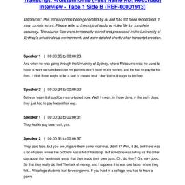 Wolstenholme (First Name Not Recorded) Interview - Tape 1 Side B - Transcript