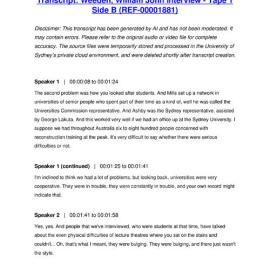 Weeden, William John Interview - Tape 1 Side B - Transcript