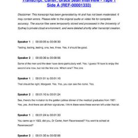 Carter, Grace Jean Interview - Tape 1 Side A - Transcript