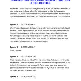 Gibb, Cecil Austin Interview - Tape 1 Side B - Transcript