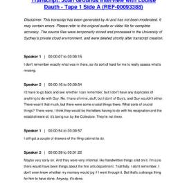 Joan Grounds Interview with Louise Dauth - Tape 1 Side A - Transcript