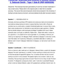 Scientists and Science in Society Lecture 5, Deborah Smith - Tape 1 Side B - Transcript