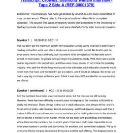 Crowley, Desmond William Interview - Tape 2 Side A - Transcript