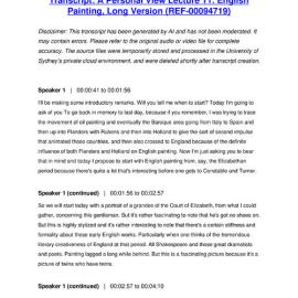 A Personal View Lecture 11: English Painting, Long Version - Transcript