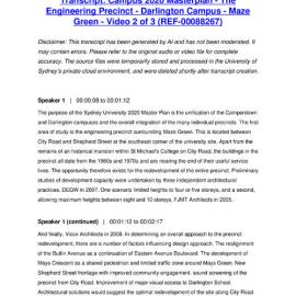 Campus 2020 Masterplan - The Engineering Precinct - Darlington Campus - Maze Green - Video 2 of 3 - Transcript