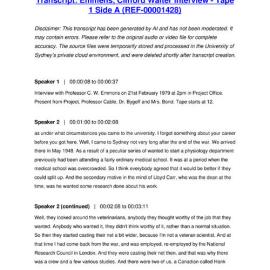 Emmens, Clifford Walter Interview - Tape 1 Side A - Transcript