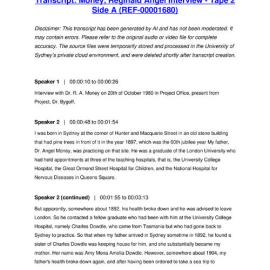 Money, Reginald Angel Interview - Tape 2 Side A - Transcript