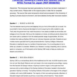 Building a Future with Sydney CAE in NTSC Format for Japan - Transcript