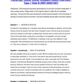 Leslie, Esther Elizabeth Austin Interview - Tape 1 Side B - Transcript