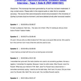 Hamilton-Browne, Elizabeth Isabel Interview - Tape 1 Side B - Transcript