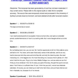 Dawson, Eleanor Interview - Tape 2 Side A - Transcript