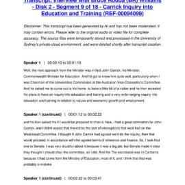 Interview with Bruce Rodda (BR) Williams - Disk 2 - Segment 9 of 18 - Carrick Inquiry into Education and Training - Transcript