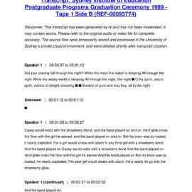 Sydney Institute of Education Postgraduate Programs Graduation Ceremony 1989 - Tape 1 Side B - Transcript