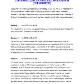 Ryan, JA Interview - Tape 2 Side A - Transcript