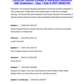 Sydney College of Advanced Education 1990 Graduation - Tape 1 Side B - Transcript