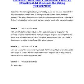 Power Gallery Promotional Video - An International Art Museum in the Making - Transcript