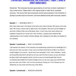 Mackenzie, AE Interview - Tape 1 Side B - Transcript