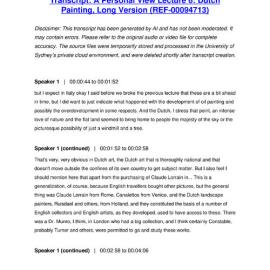 A Personal View Lecture 6: Dutch Painting, Long Version - Transcript