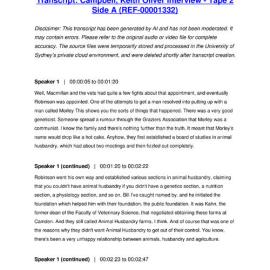 Campbell, Keith Oliver Interview - Tape 2 Side A - Transcript