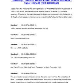 Francis, Wilfrid Edwin Robert Interview - Tape 1 Side B - Transcript