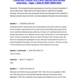 Evans, JW (Faith Rachel) and Group Interview - Tape 1 Side B - Transcript