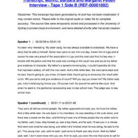 Munro, Barbara and Margaret Peden Interview - Tape 1 Side B - Transcript