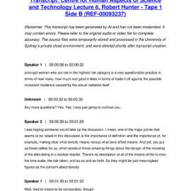Centre for Human Aspects of Science and Technology Lecture 6, Robert Hunter - Tape 1 Side B - Transcript