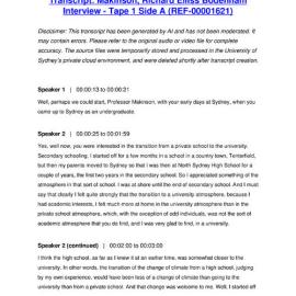 Makinson, Richard Elliss Bodenham Interview - Tape 1 Side A - Transcript