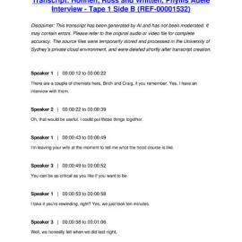 Hohnen, Ross and Whitten, Phyllis Adele Interview - Tape 1 Side B - Transcript