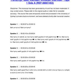 Gale, Kathleen Windeyer Interview - Tape 1 Side A - Transcript