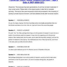 Calov, Walter Leopold Interview - Tape 2 Side A - Transcript