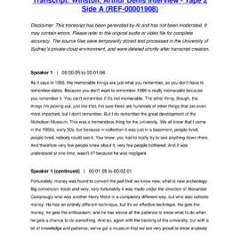 Winston, Arthur Denis Interview - Tape 2 Side A - Transcript