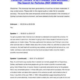 Lecture 14 by Professor CBA McCusker - The Search for Particles - Transcript