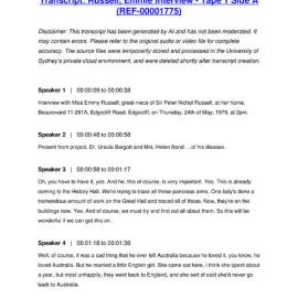 Russell, Emmie Interview - Tape 1 Side A - Transcript