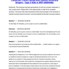 French Songs with Sydney University Singers - Tape 2 Side A - Transcript